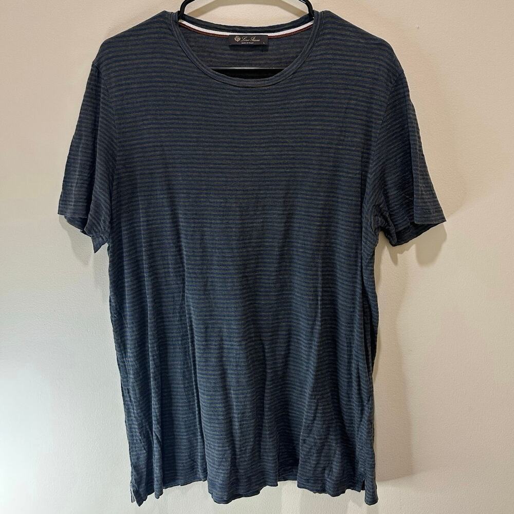 Genuine Loro Piana Men’s Linen Jersey Striped T-Shirt Sz Large  MSRP $400
